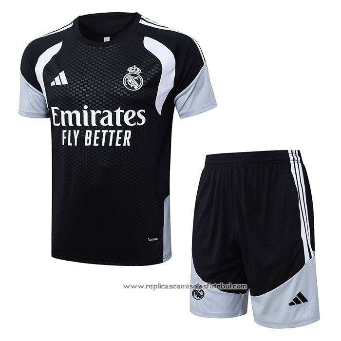 Fato de Treino Real Madrid 2025-2026 Manga Curta Preto - Calcas Curta